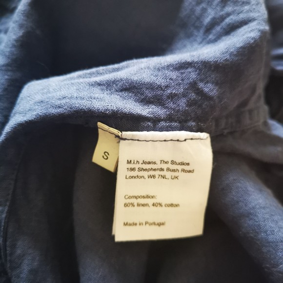 M.i.h Jeans Denim Blue Linen Tunic Dress Sunbeam Small Knee Length Button - Picture 5 of 7